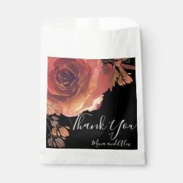 Elegant Sinaasappel Crimson Roos Zwart Bedankzakje