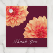 Elegant Sinaasappel Dahlias Flowers Burgundy Dank Bedankjes Labels (Voorkant)