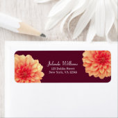 Elegant Sinaasappel Dahlias Flowers Burgundy Etiket (Insitu)