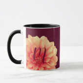 Elegant Sinaasappel Dahlias Flowers Burgundy Monog Mok (Links)