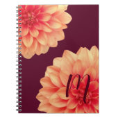 Elegant Sinaasappel Dahlias Flowers Burgundy Monog Notitieboek (Voorkant)