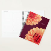 Elegant Sinaasappel Dahlias Flowers Burgundy Monog Planner (Display)
