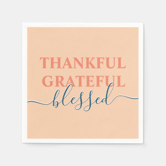Elegant sinaasappel dankbaar bedankt gezegend servet (Voorkant)