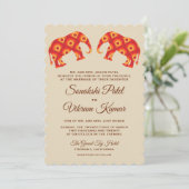 Elegant Sinaasappel Elephants Indian Wedding Invit Kaart (Staand voorkant)