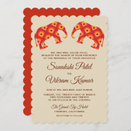 Elegant Sinaasappel Elephants Indian Wedding Invit Kaart