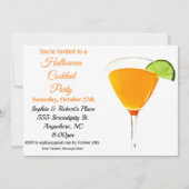 Elegant Sinaasappel en Black Halloween Cocktail Pa Kaart (Voorkant)