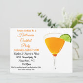 Elegant Sinaasappel en Black Halloween Cocktail Pa Kaart (Staand voorkant)