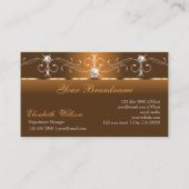 Elegant Sinaasappel en bruine sierjuwelen voegen L Visitekaartje (Achterkant)