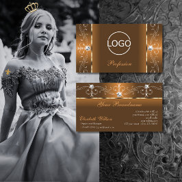 Elegant Sinaasappel en bruine sierjuwelen voegen L Visitekaartje