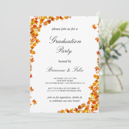 Elegant Sinaasappel en Geel Bloemen Graduation Par Kaart (Staand voorkant)