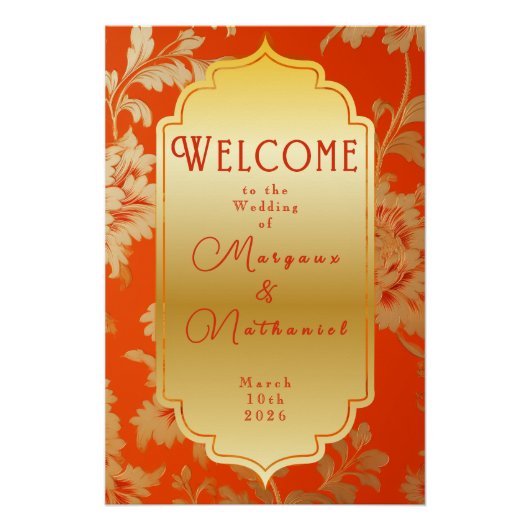 Elegant Sinaasappel en goud Mandarijn bruiloft wel Perfect Poster (Voorkant)