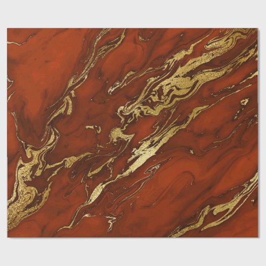 Elegant Sinaasappel en gouden herfst Herfst marmer Cadeaupapier (Vlak)