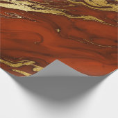 Elegant Sinaasappel en gouden herfst Herfst marmer Cadeaupapier (Hoek)