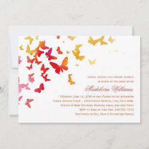 Elegant Sinaasappel en rood Butterflies Vrijgezell Kaart