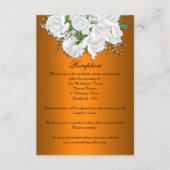 Elegant Sinaasappel en wit Floral bruiloft recepti Informatiekaartje (Voorkant)