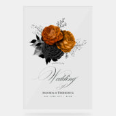 Elegant Sinaasappel en zwart gotische bruiloft wel Acryl Bord (Voorkant)