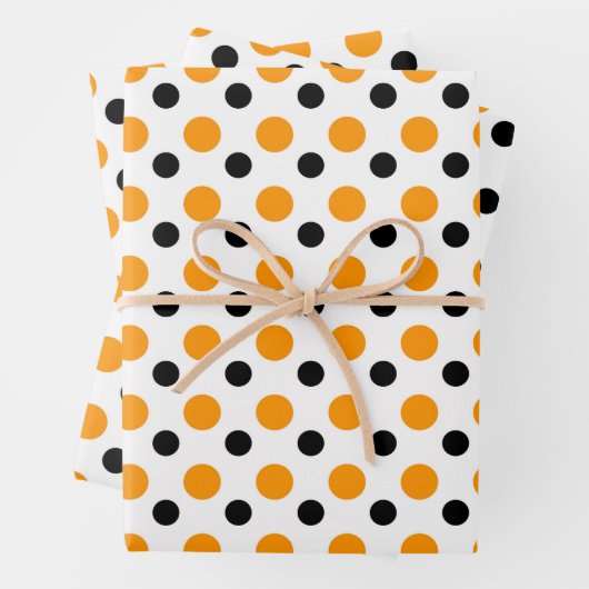 Elegant Sinaasappel en zwarte stippen Inpakpapier Vel (In situ)