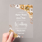 Elegant Sinaasappel Floral Wedding Acryl Uitnodigingen (Insitu (Draagbaar))