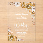 Elegant Sinaasappel Floral Wedding Acryl Uitnodigingen (Voorkant)