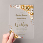 Elegant Sinaasappel Floral Wedding Acryl Uitnodigingen (Insitu (Draagbaar))