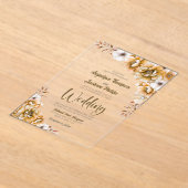 Elegant Sinaasappel Floral Wedding Acryl Uitnodigingen (Laagn)