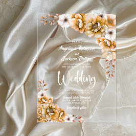 Elegant Sinaasappel Floral Wedding Acryl Uitnodigingen