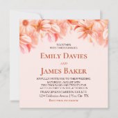 Elegant Sinaasappel Floral Wedding Kaart (Voorkant)