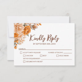 Elegant Sinaasappel Floral Wedding RSVP Kaartje