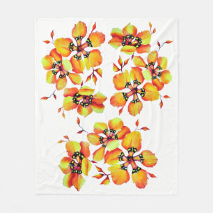 Elegant Sinaasappel Flowers Fleece Deken
