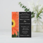 Elegant Sinaasappel Gerber Daisy Wedding Invitatio Uitnodiging Briefkaart (Staand voorkant)