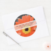 Elegant Sinaasappel Gerber Daisy Wedding Ronde Sticker (Envelop)