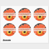 Elegant Sinaasappel Gerber Daisy Wedding Ronde Sticker (Vel)