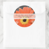 Elegant Sinaasappel Gerber Daisy Wedding Ronde Sticker (Tas)