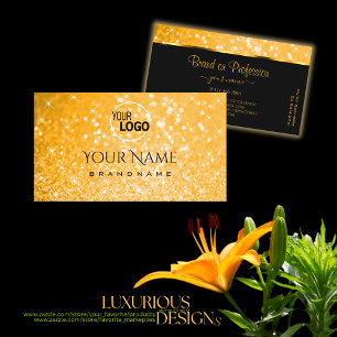 Elegant Sinaasappel Glitter Luminous Stars Logo Mo Visitekaartje