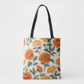 Elegant Sinaasappel Gouden Herfst Marigolds Patroo Tote Bag (Voorkant)