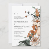 Elegant Sinaasappel & Groene Waterverf Bloemenbrui Kaart (Voorkant)