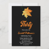 Elegant Sinaasappel herfstbladeren zwart 30e geboo Kaart (Voorkant)