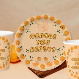 Elegant Sinaasappel je klaar trendy citrus Baby sh Papieren Bordje