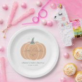 Elegant Sinaasappel Kleine Pompoen Herfst Baby sho Papieren Bordje (Feest)