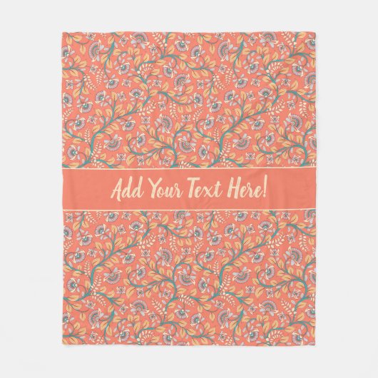 Elegant Sinaasappel, koraal en Blauwgroen blauwe b Fleece Deken (Voorkant)