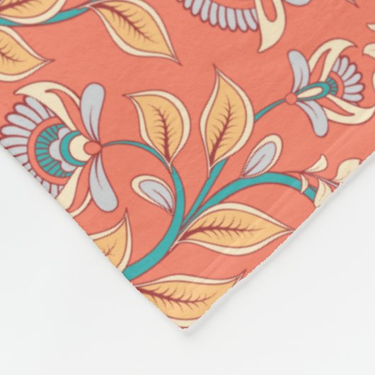 Elegant Sinaasappel, koraal en Blauwgroen blauwe b Fleece Deken (Hoek)