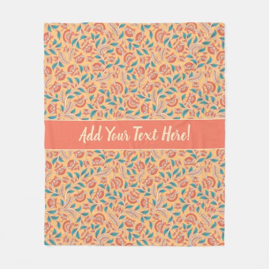 Elegant Sinaasappel, koraal en Blauwgroen blauwe b Fleece Deken (Voorkant)