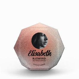 Elegant Sinaasappel Licht blauw Fotoblok Sjabloon