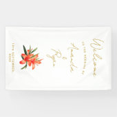 Elegant Sinaasappel Oleander Flower Wedding Welkom Spandoek (Horizontaal)