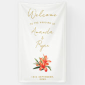 Elegant Sinaasappel Oleander Flower Wedding Welkom Spandoek (Verticaal)