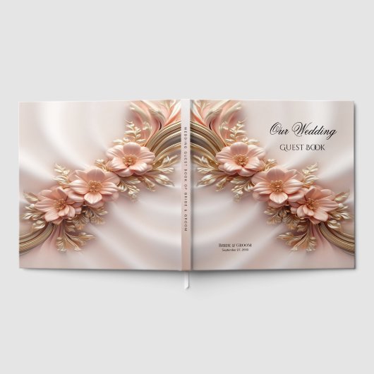 Elegant Sinaasappel Perzik Bloemen Gastboek Gastenboek (Volledig)