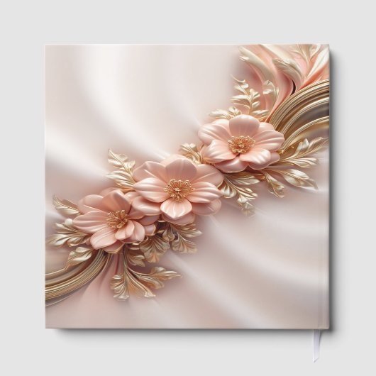 Elegant Sinaasappel Perzik Bloemen Gastboek Gastenboek (Achterkant)