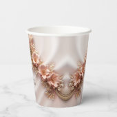 Elegant Sinaasappel Perzik Bloemen Papier cup Papieren Bekers (Achterkant)