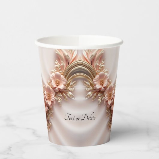 Elegant Sinaasappel Perzik Bloemen Papier cup Papieren Bekers (Links)