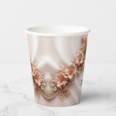 Elegant Sinaasappel Perzik Bloemen Papier cup Papieren Bekers (Voorkant)